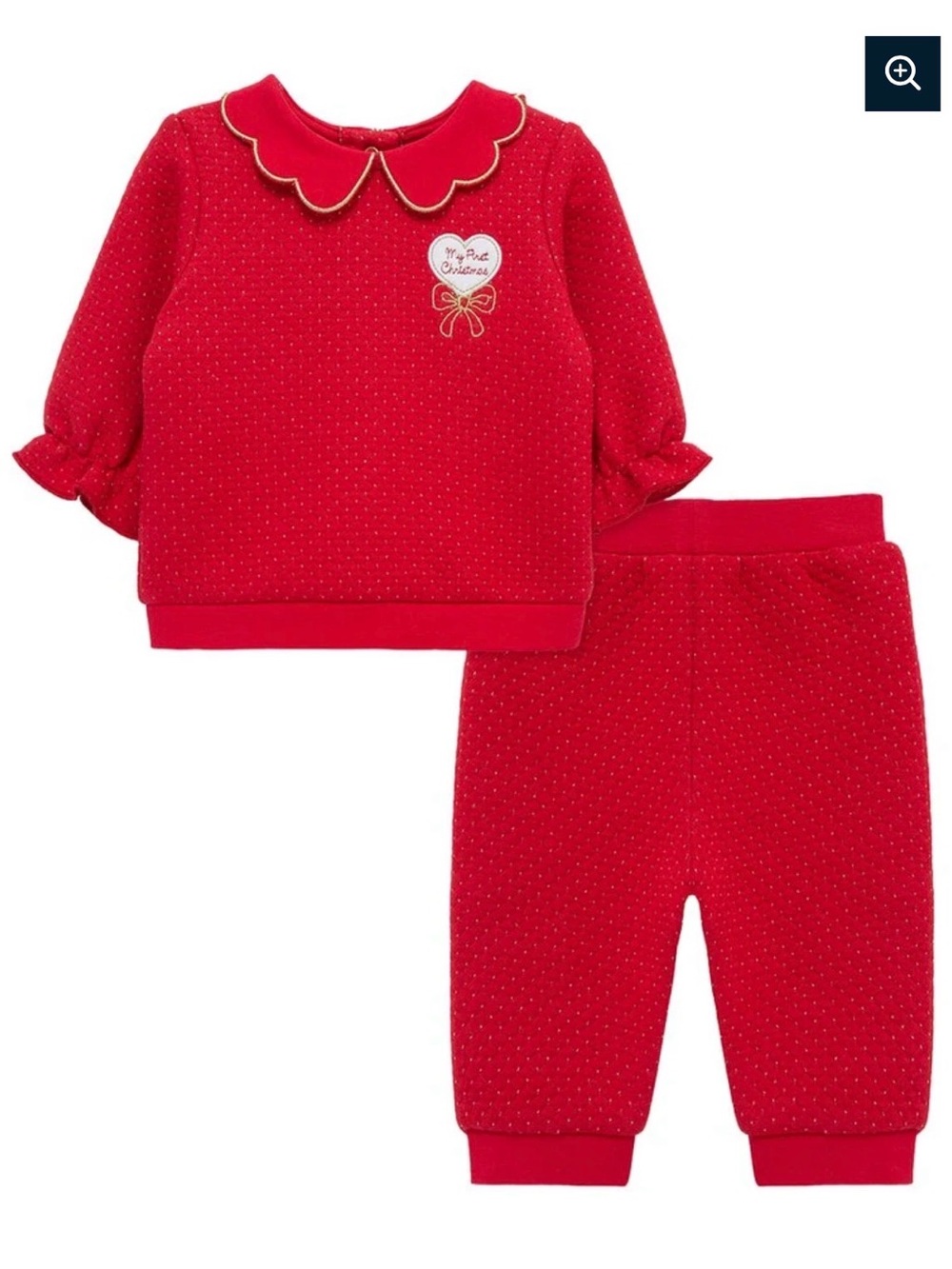 Little Me Red Girls' Pajama Set with Gold Trim